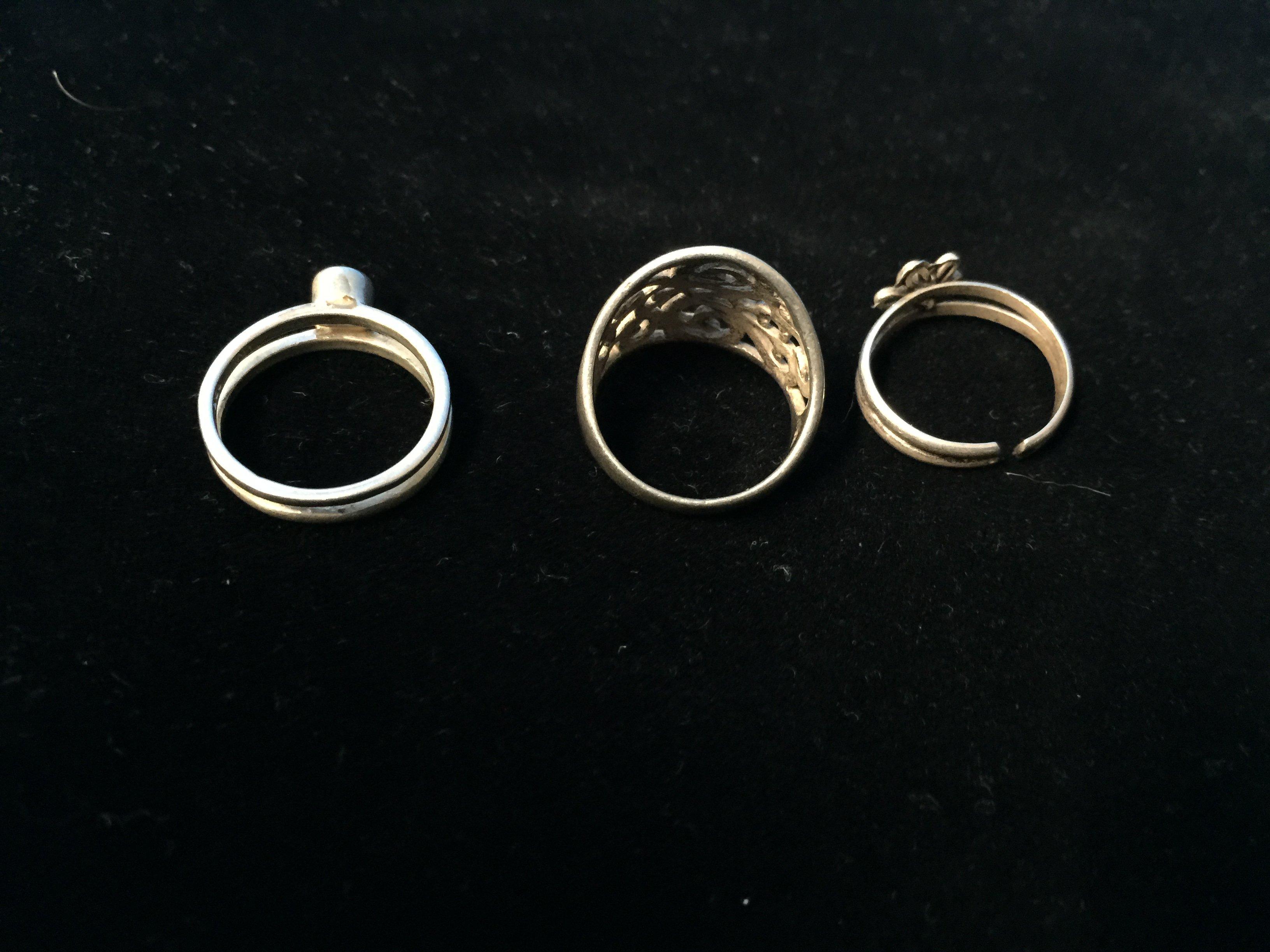 3 Sterling Silver Rings