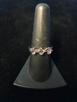 Vintage Sterling Silver & Amethyst Ring - Size 8