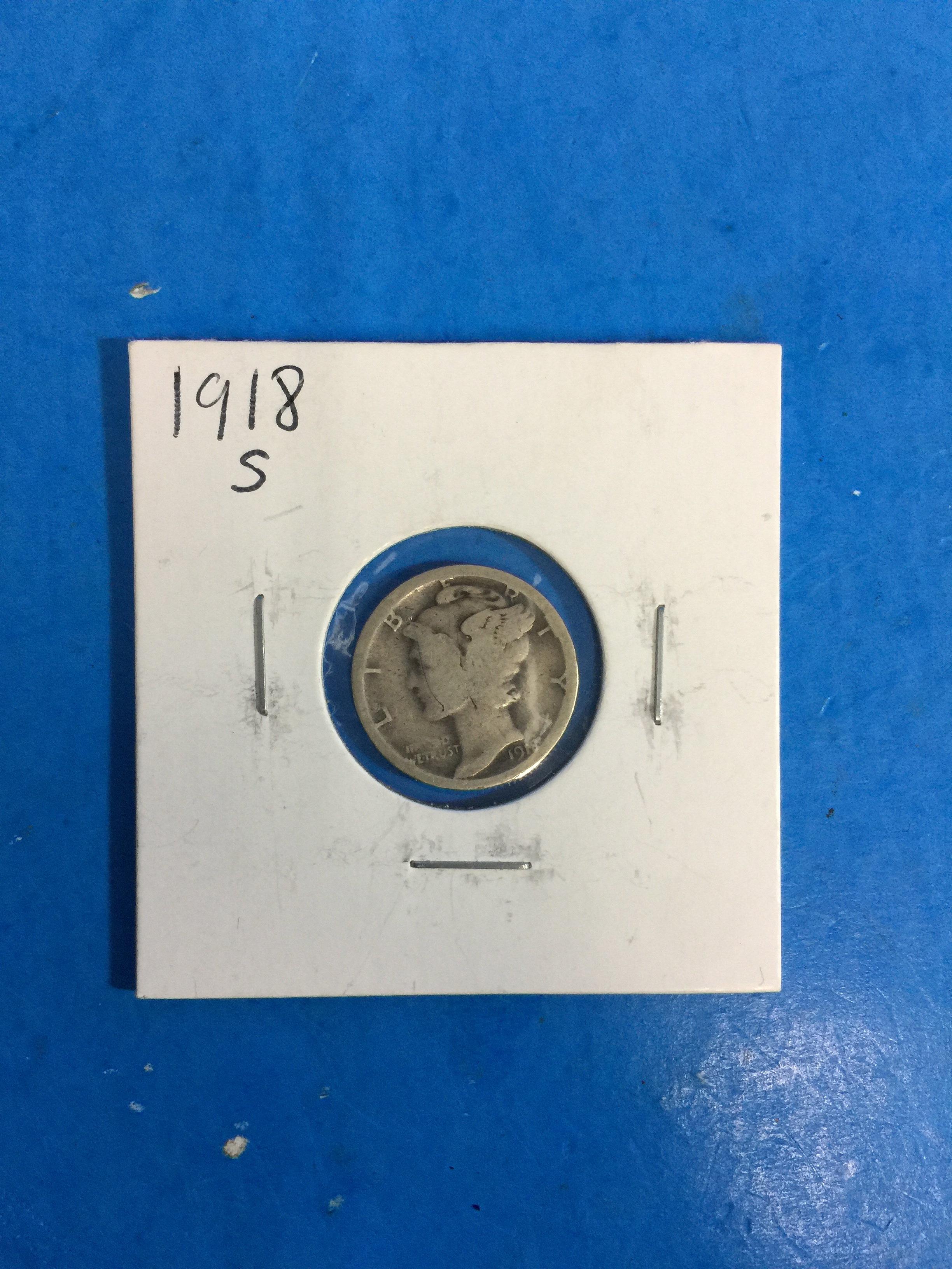 1918-S United States Mercury Dime - 90% Silver Coin