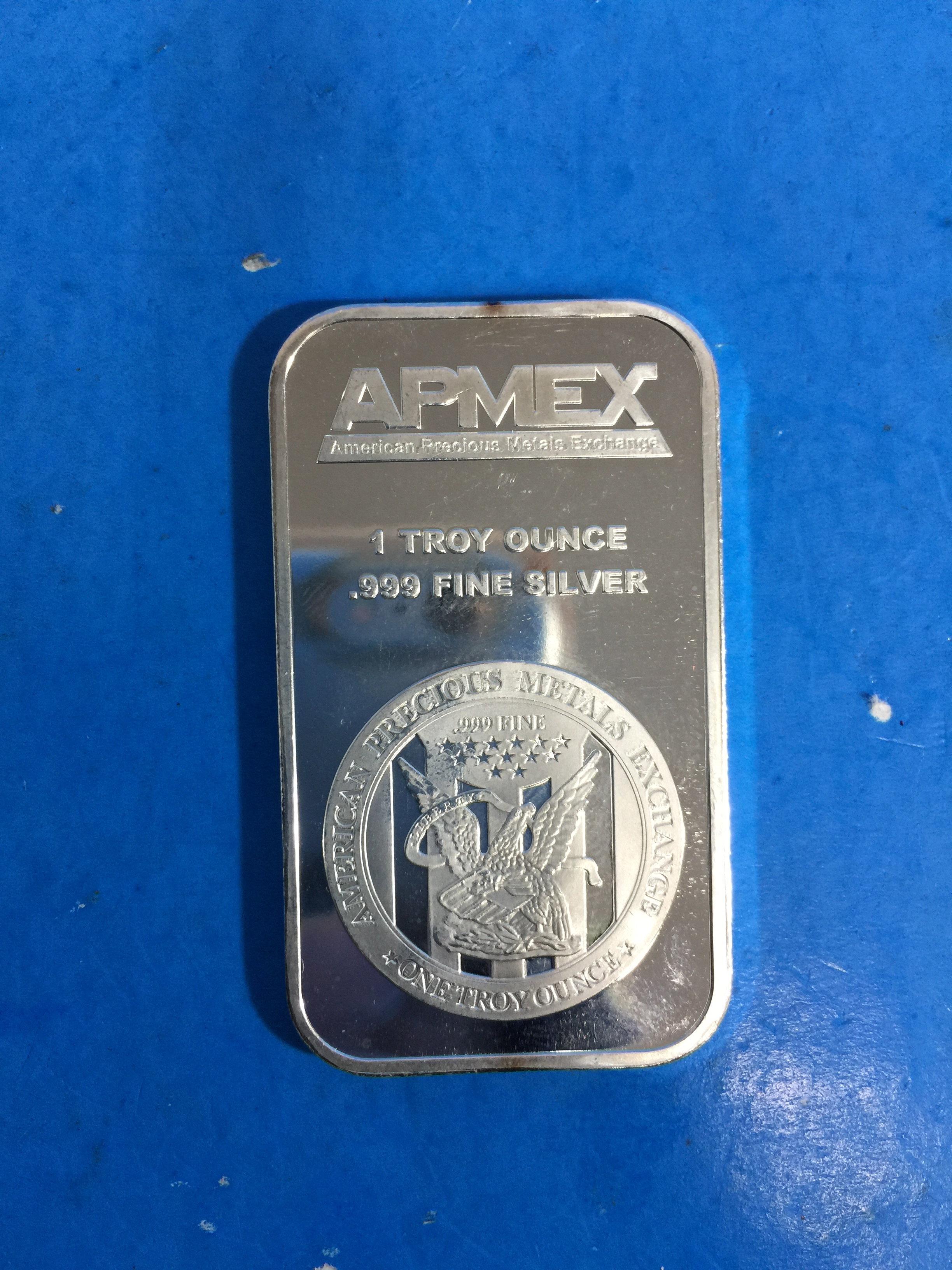 1 Troy Ounce .999 Fine Silver Apmex Bullion Bar