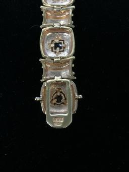 Multi Gemstone Sterling Silver 7" Tennis Bracelet - Peridot, Topaz, & Amethyst