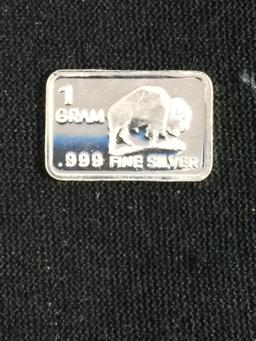1 Gram .999 Fine Silver Buffalo Silver Bullion Bar