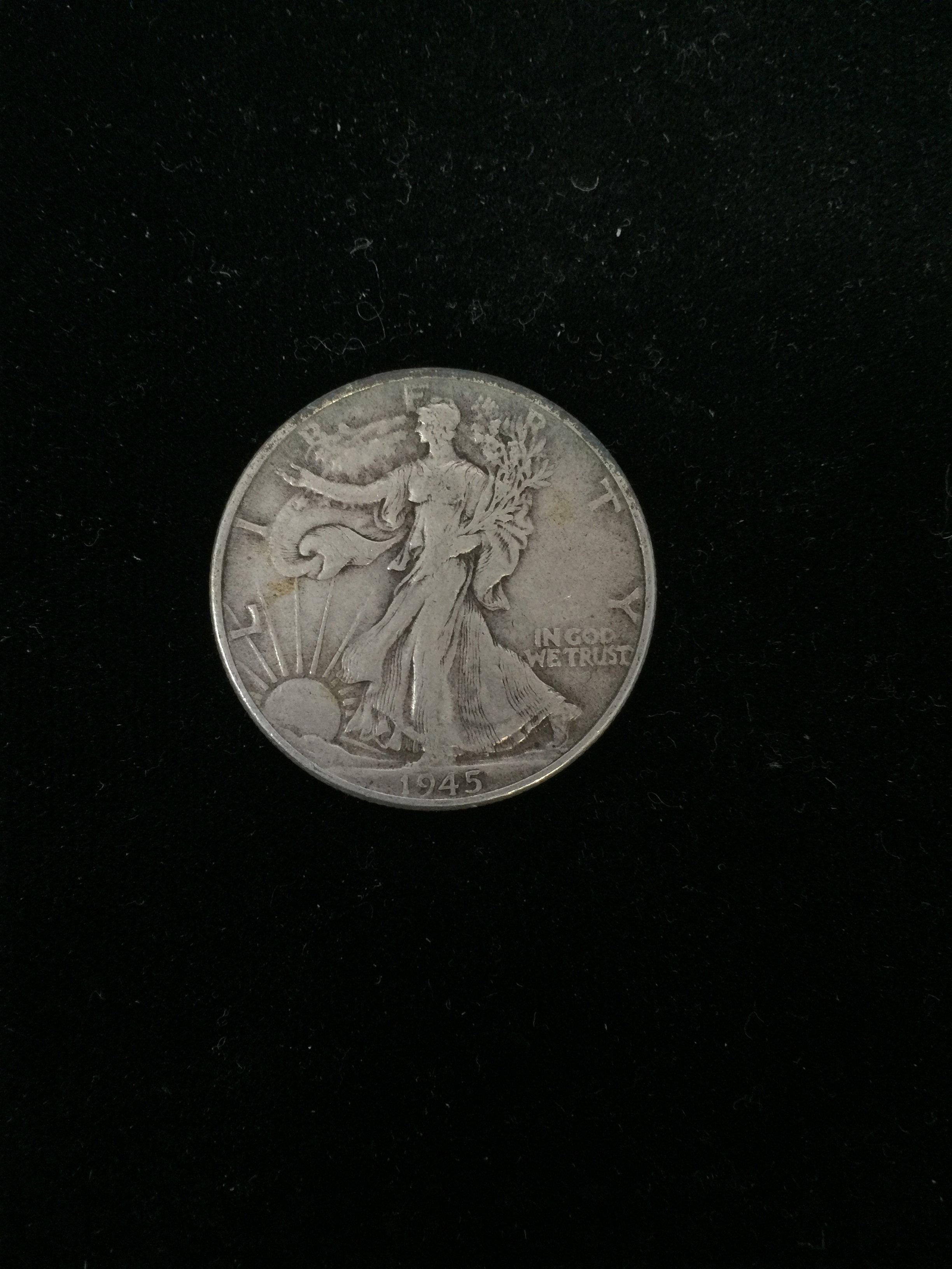 1945 United States Walking Liberty Half Dollar - 90% Silver Coin
