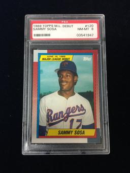 PSA Graded 1990 Topps ML Debut Sammy Sosa Rangers Rookie Baseball Card - RARE