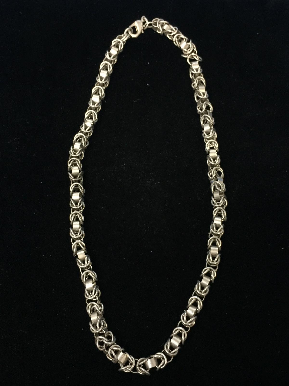 Heavy 18" Ornate Byzantine Sterling Silver Chain Necklace - 40 Grams