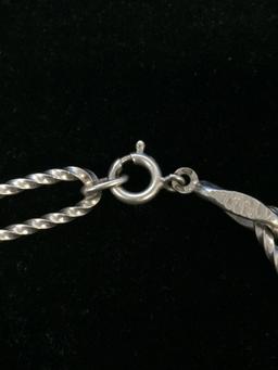 7" Textured & Twisted Sterling Silver Chain Bracelet