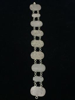 RARE Egyptian Sterling Silver Locus & Writings 7.5" Chain Bracelet