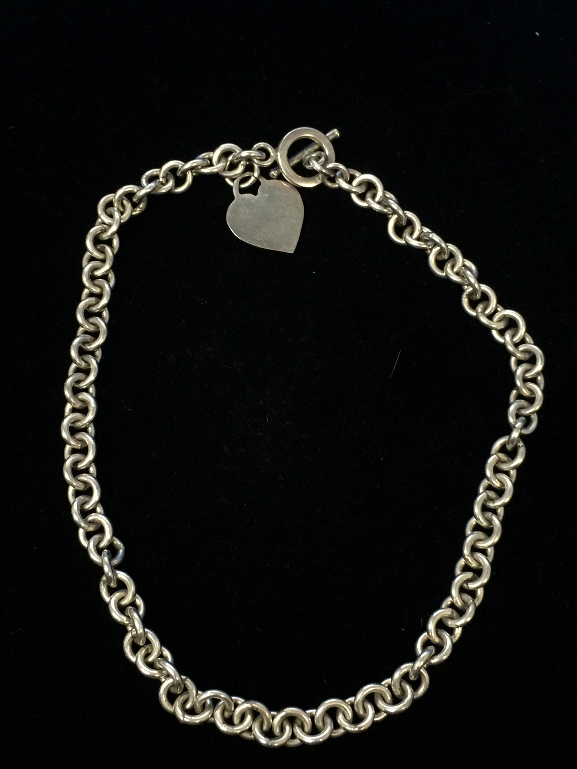 Heavy 16" Sterling Silver Heart Toggle Chain Necklace - 60 Grams