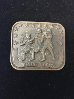 Vintage 1976 Spirit of 76 Brass Belt Buckle