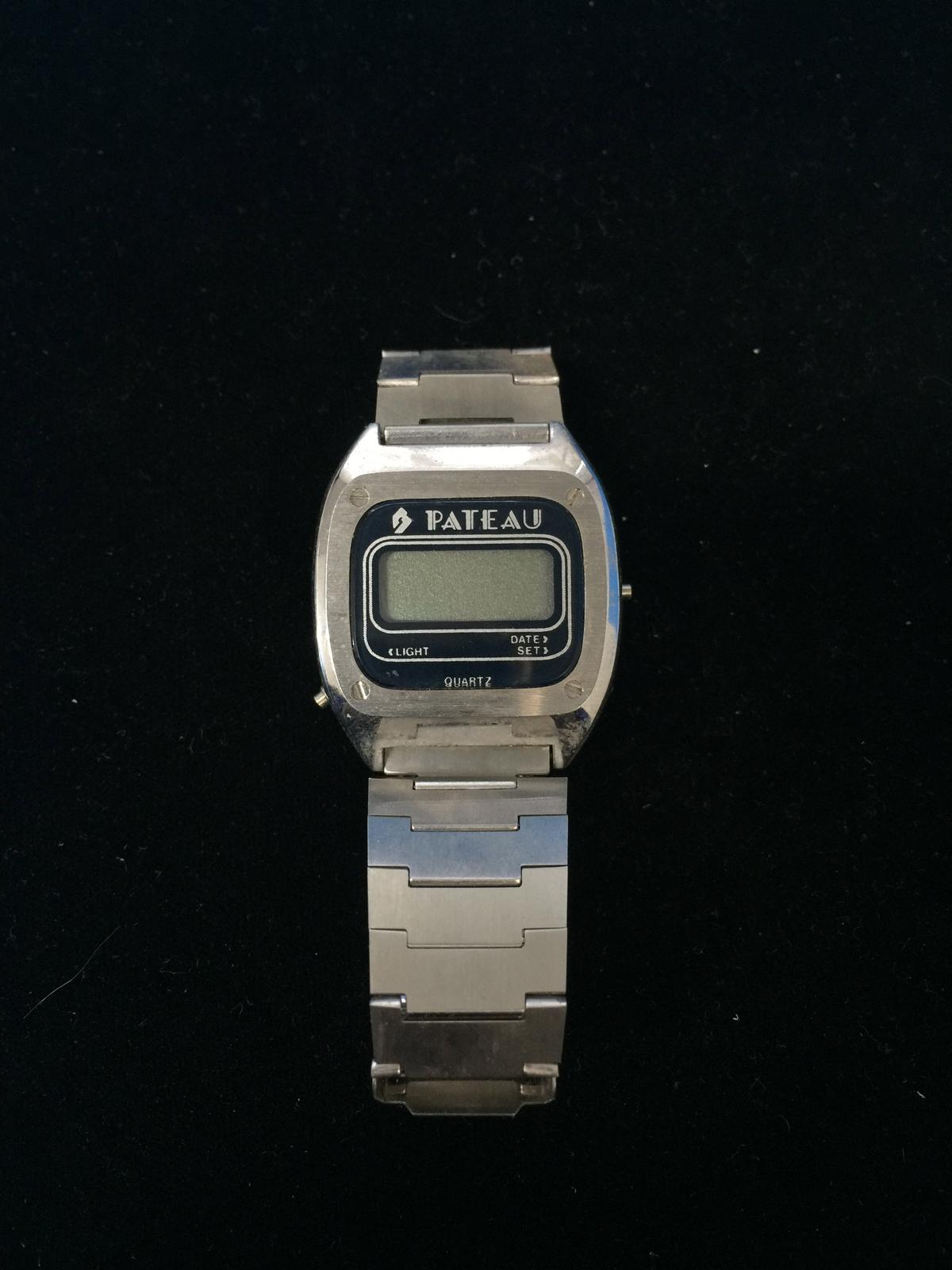 Vintage Pateau Silver Tone Digital Watch