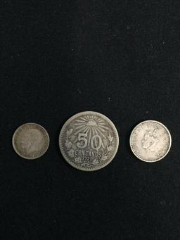 3 Count Lot of Vintage SILVER Foreign Coins