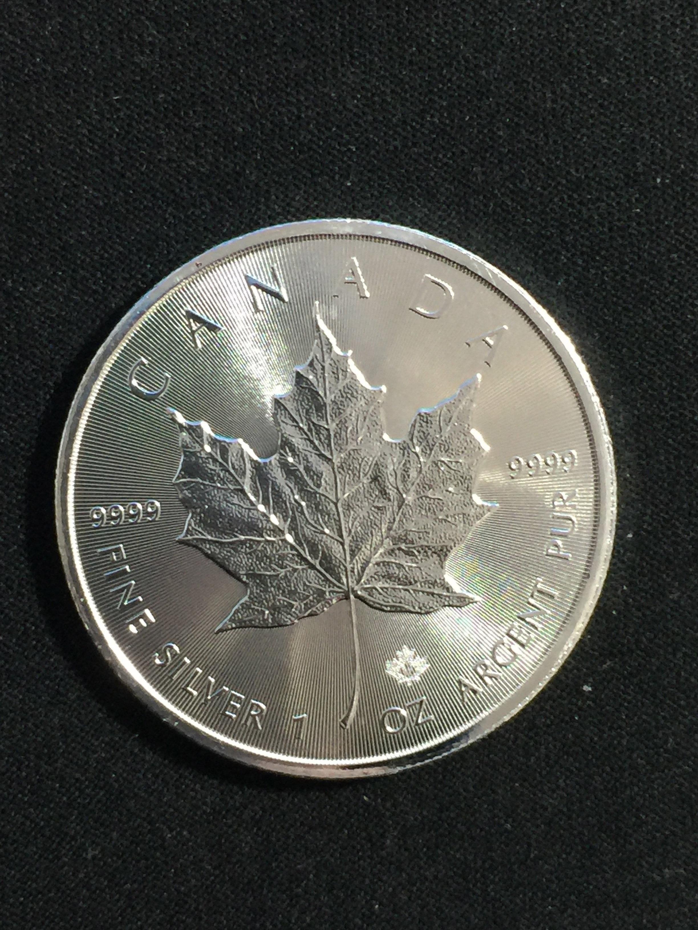 1 Ounce .9999 Extra Fine Silver 2017 Canadian Maple Leaf $5 Bullion Coin