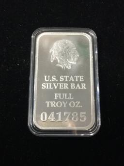 1 Troy Ounce .999 Fine Silver Bar from United States Fine Silver Bar Set - RHODE ISLAND