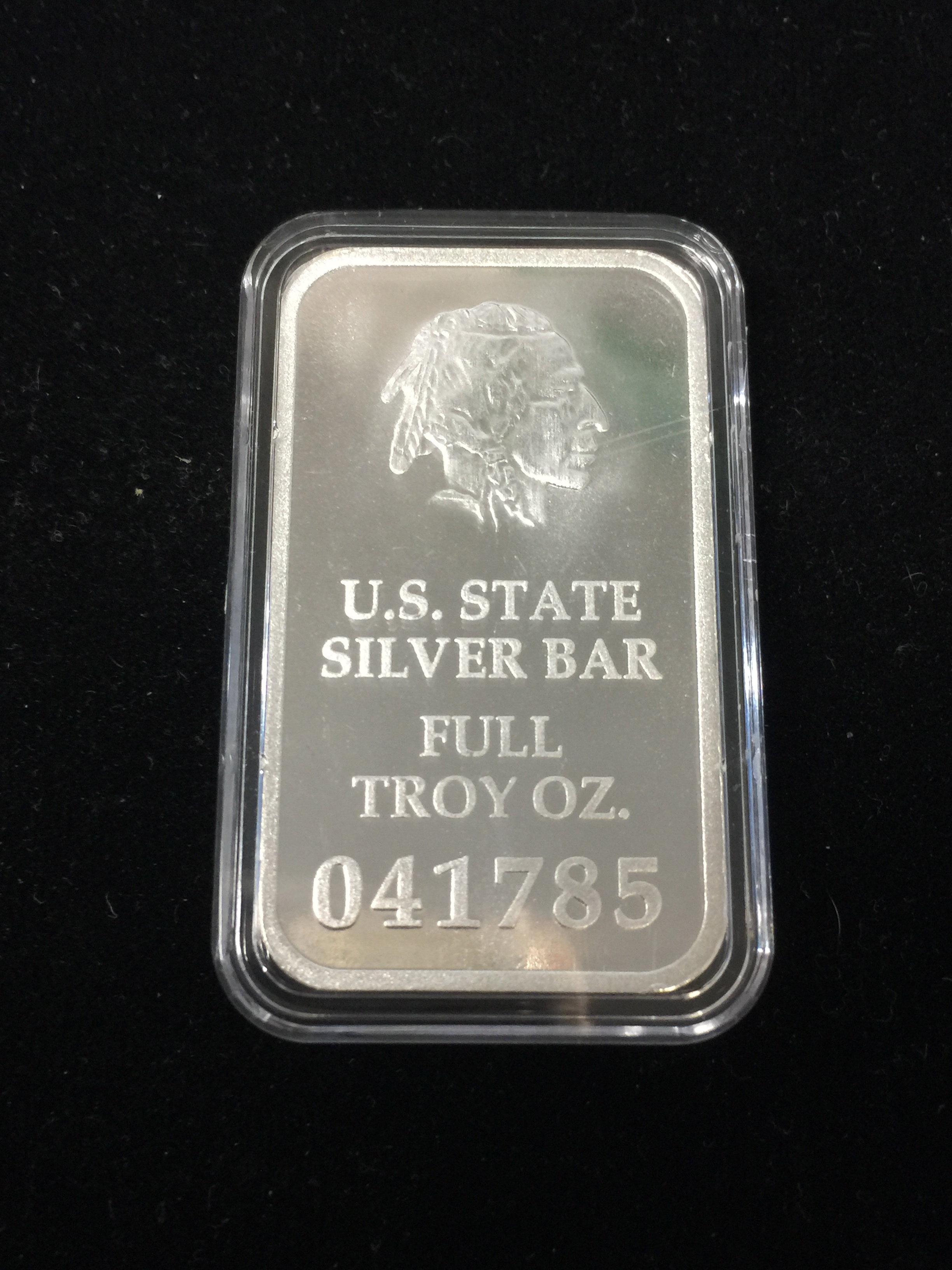 1 Troy Ounce .999 Fine Silver Bar from United States Fine Silver Bar Set - RHODE ISLAND