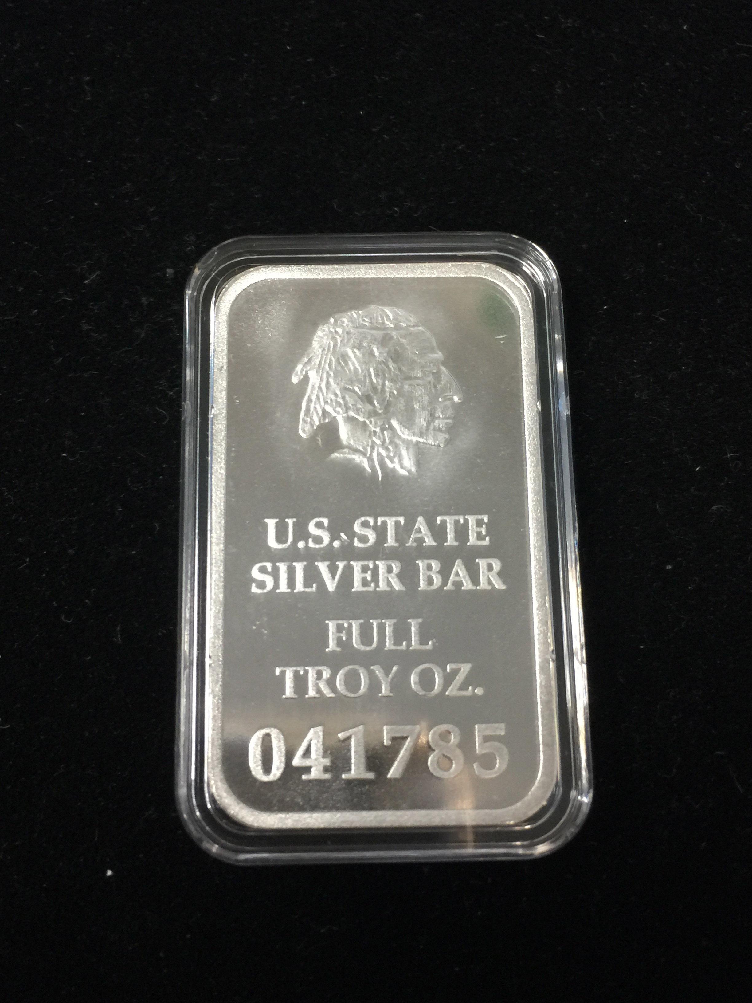 1 Troy Ounce .999 Fine Silver Bar from United States Fine Silver Bar Set - LOUISIANA