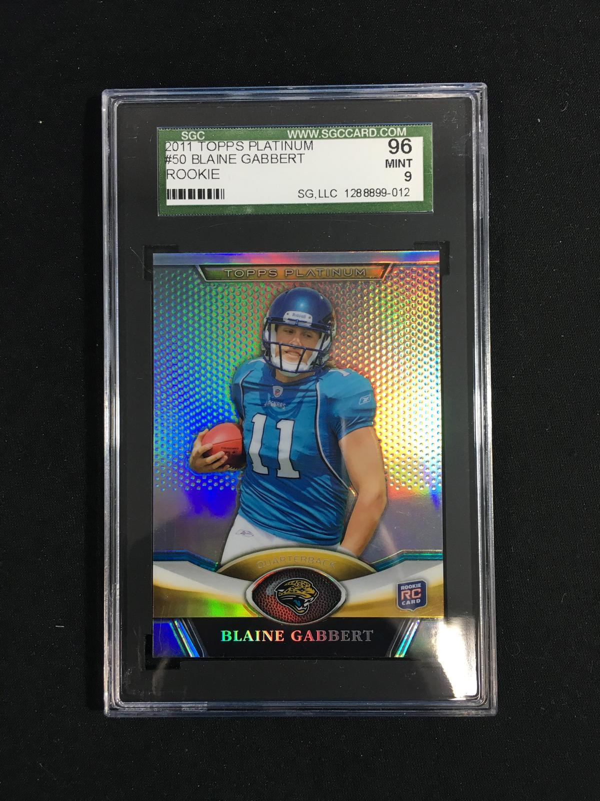 SGC Graded 2011 Topps Platinum Blaine Gabbert Rookie Jaguars Football Card - Mint 96