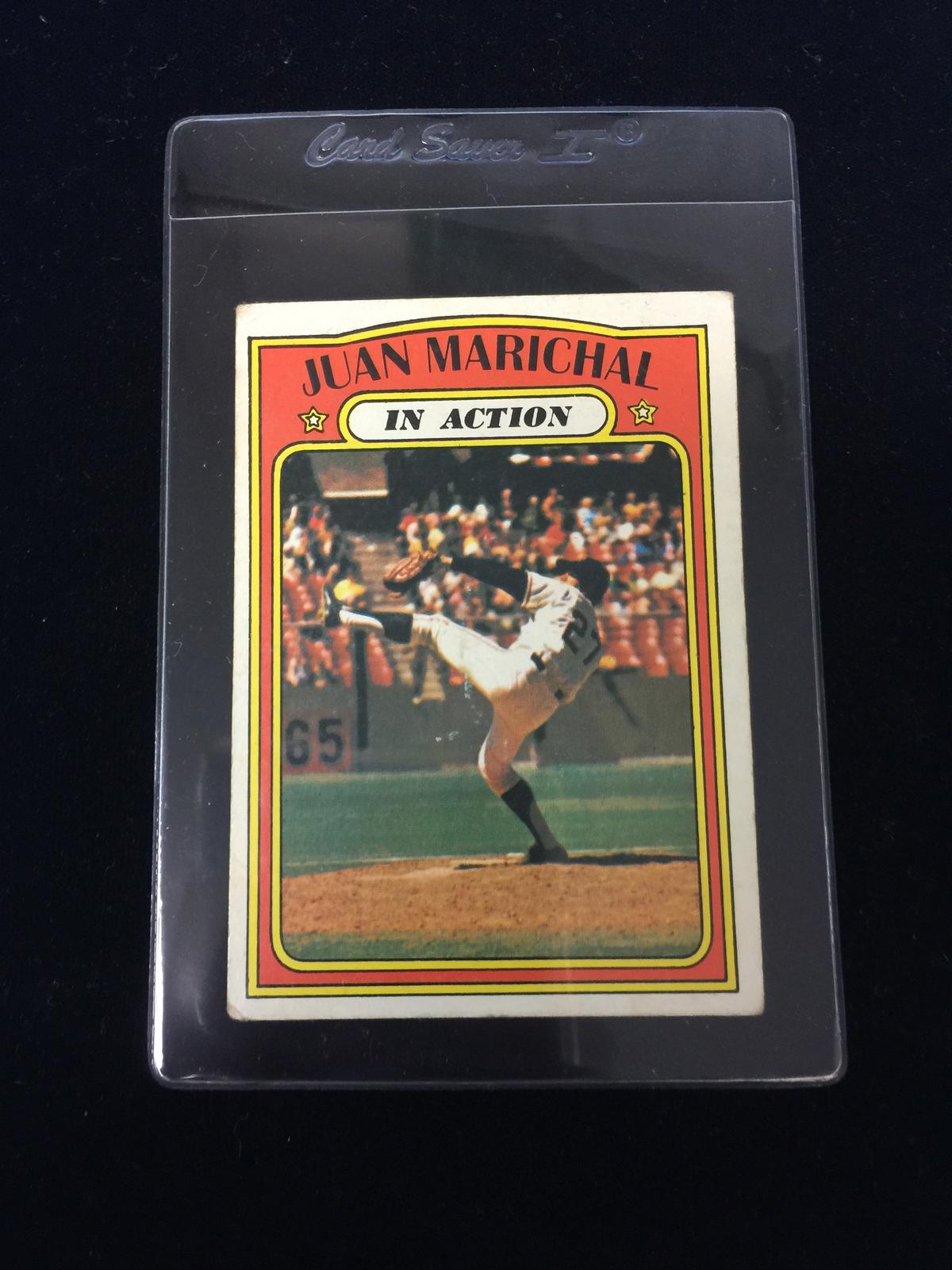 1972 Topps #568 Juan Marichal Giants In Action Baseball Card