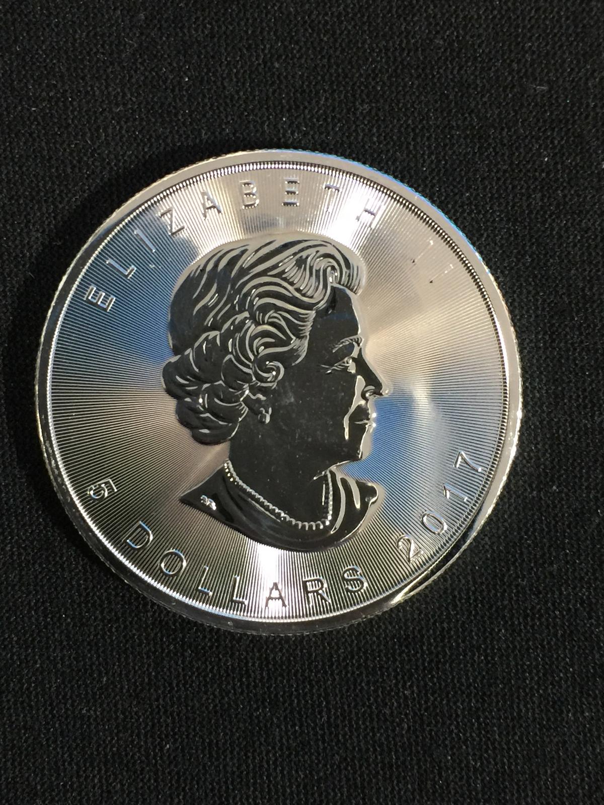 1 Ounce .9999 Extra Fine Silver 2017 Canadian Maple Leaf $5 Bullion Coin