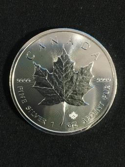 1 Ounce .9999 Extra Fine Silver 2017 Canadian Maple Leaf $5 Bullion Coin