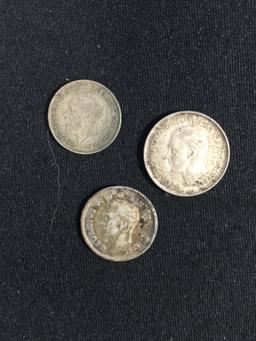 3 Count Lot of Vintage SILVER Foreign Coins