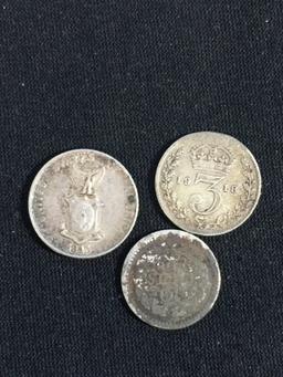 3 Count Lot of Vintage SILVER Foreign Coins