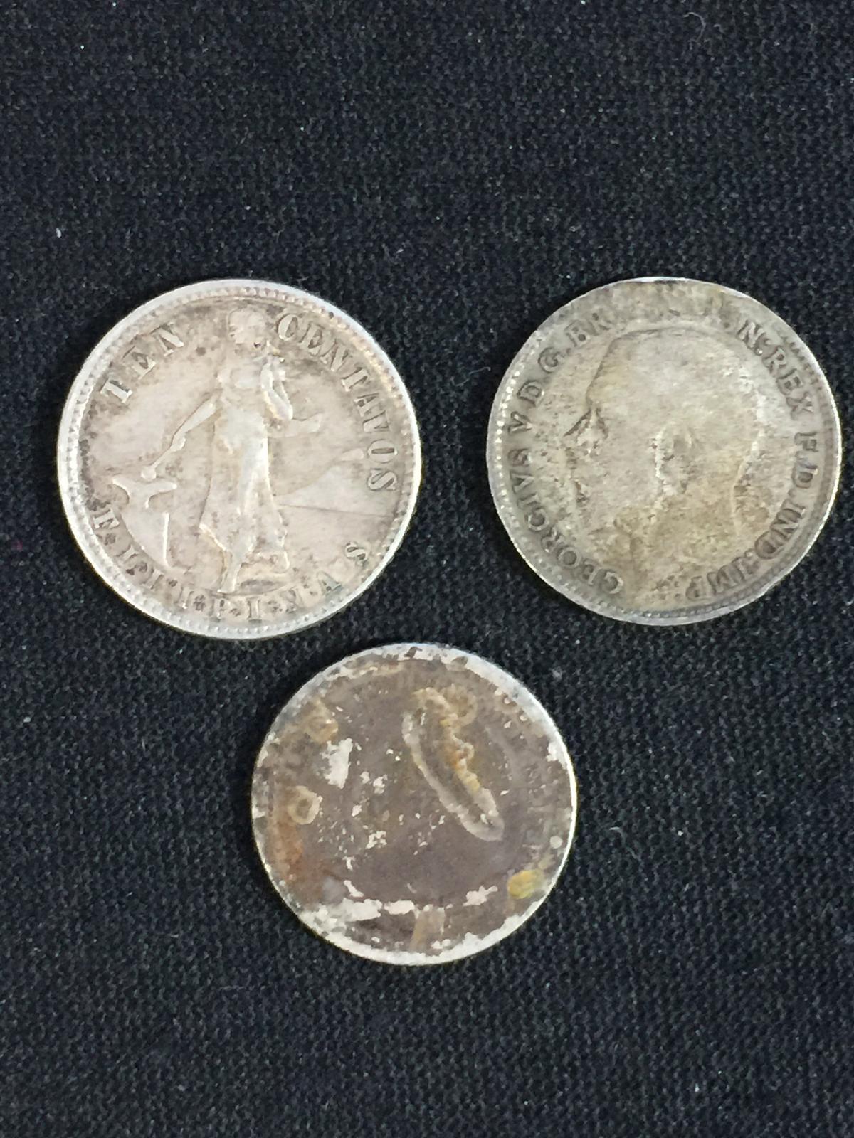 3 Count Lot of Vintage SILVER Foreign Coins