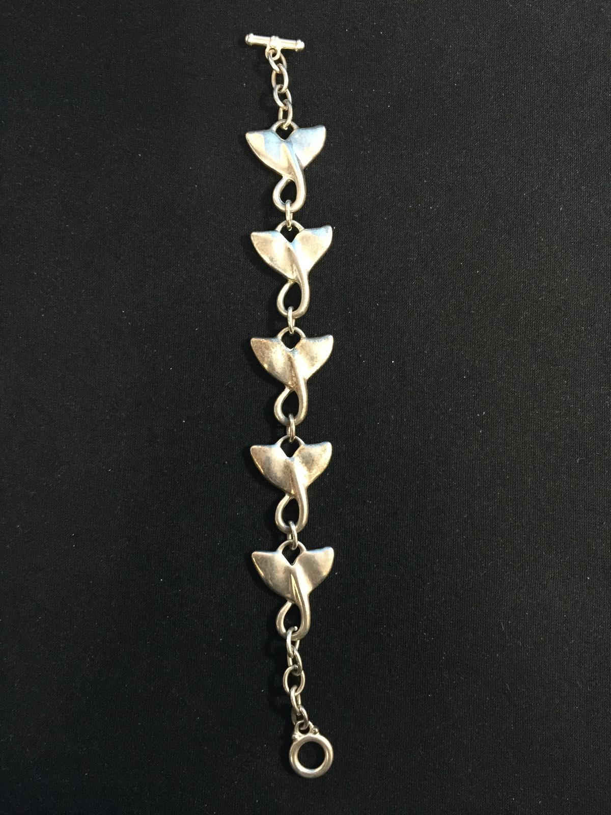 7.5" Sterling Silver Dolphin Tail Chain Link Bracelet - 21 Grams