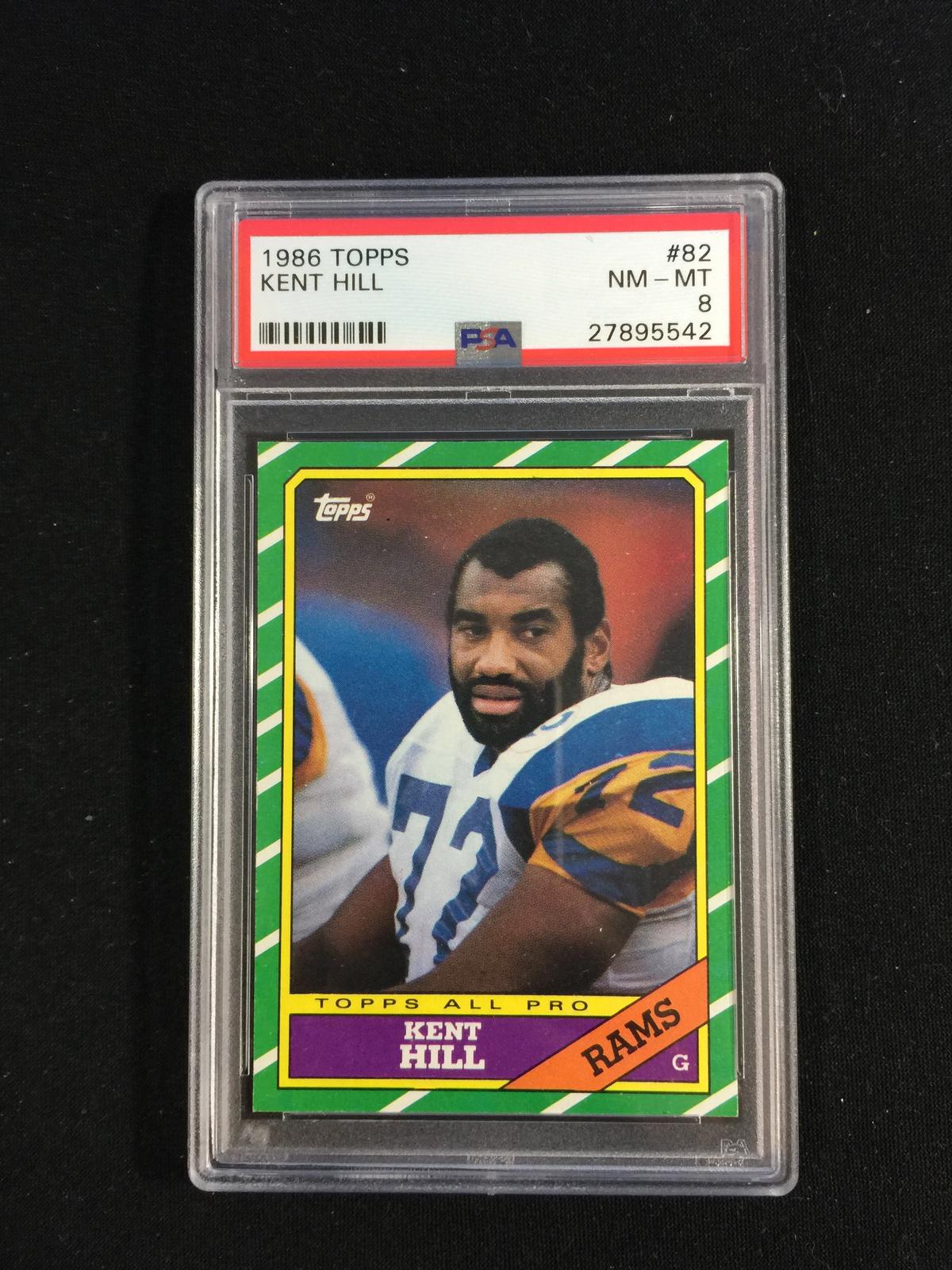 PSA Graded 1986 Topps Kent Hill Rams Football Card