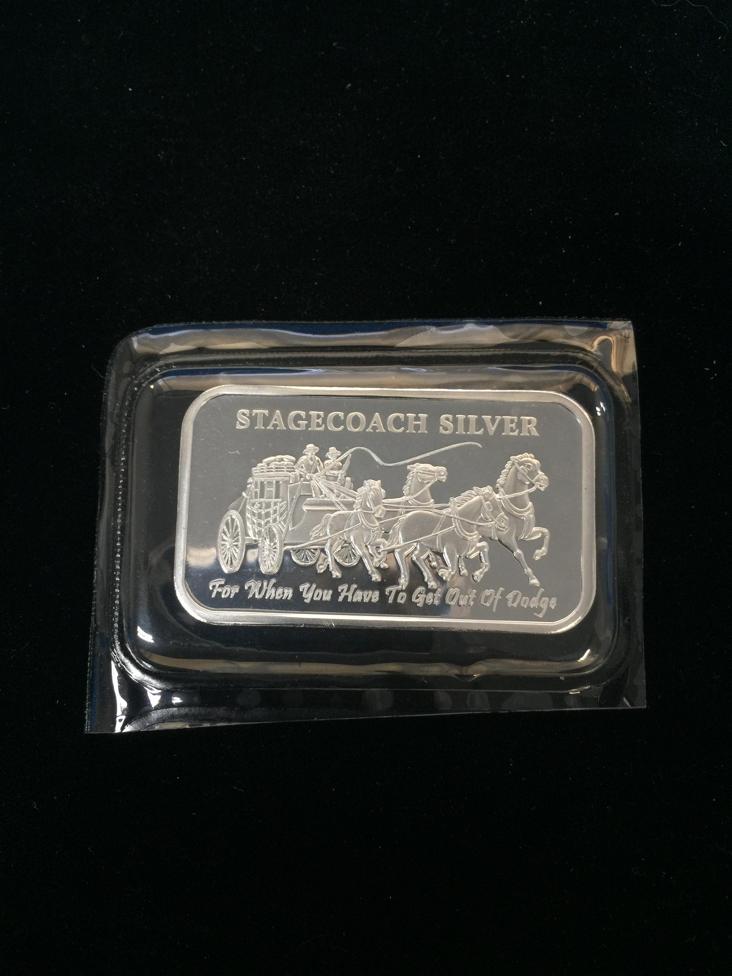 1 Troy Ounce .999 Fine Silver Stagecoach Silver Silver Bullion Bar