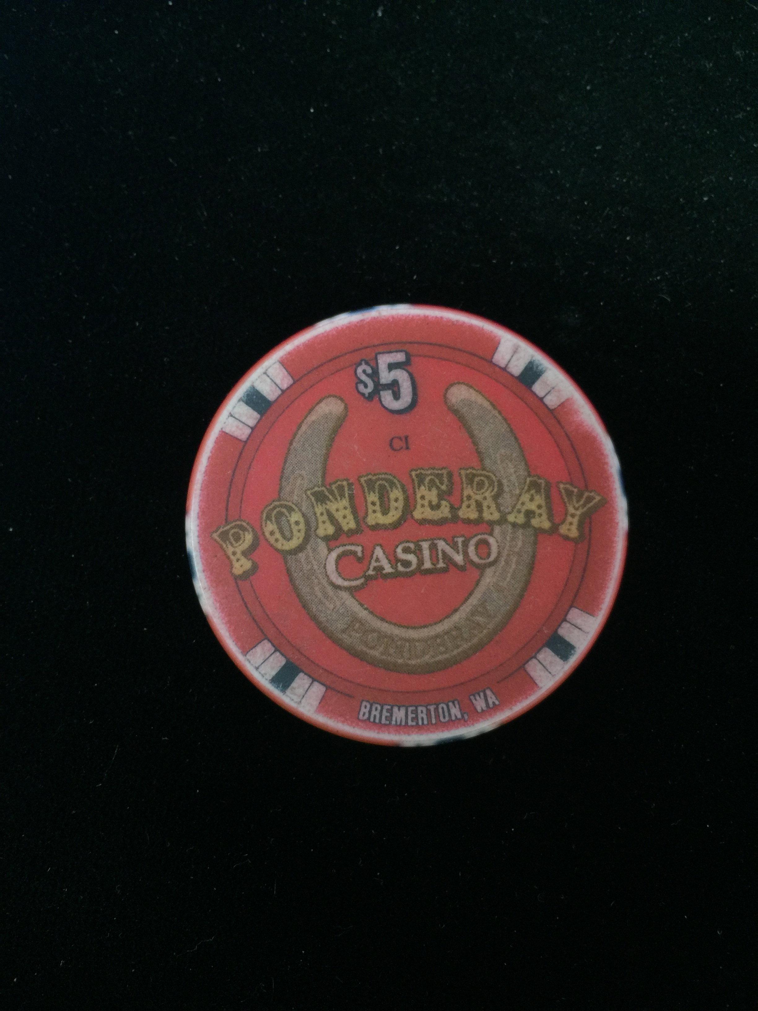 Vintage Ponderay Casino - Bremerton, Washington $5 Casino Chip - RARE