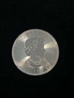 1 Troy Ounce .9999 Extra Fine Silver 2016 $5 Canadian Maple Leaf Bullion Coin