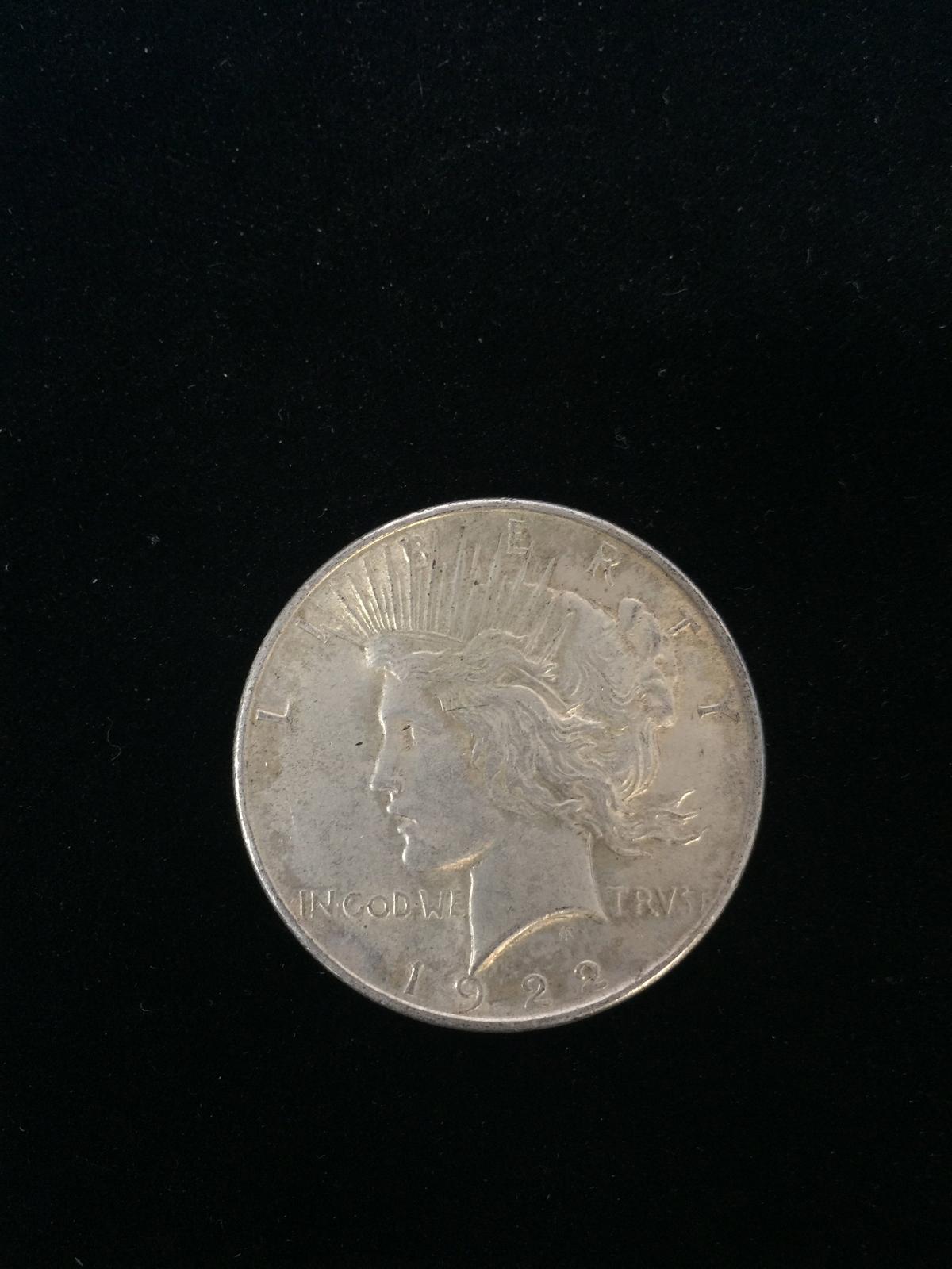 1922 United States Silver Peace Dollar - 90% Silver Coin