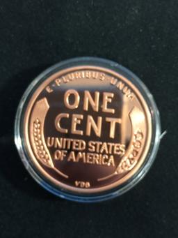 Large 1909-S United States Lincoln Cent Wheat Penny Style Copper Bullion Round