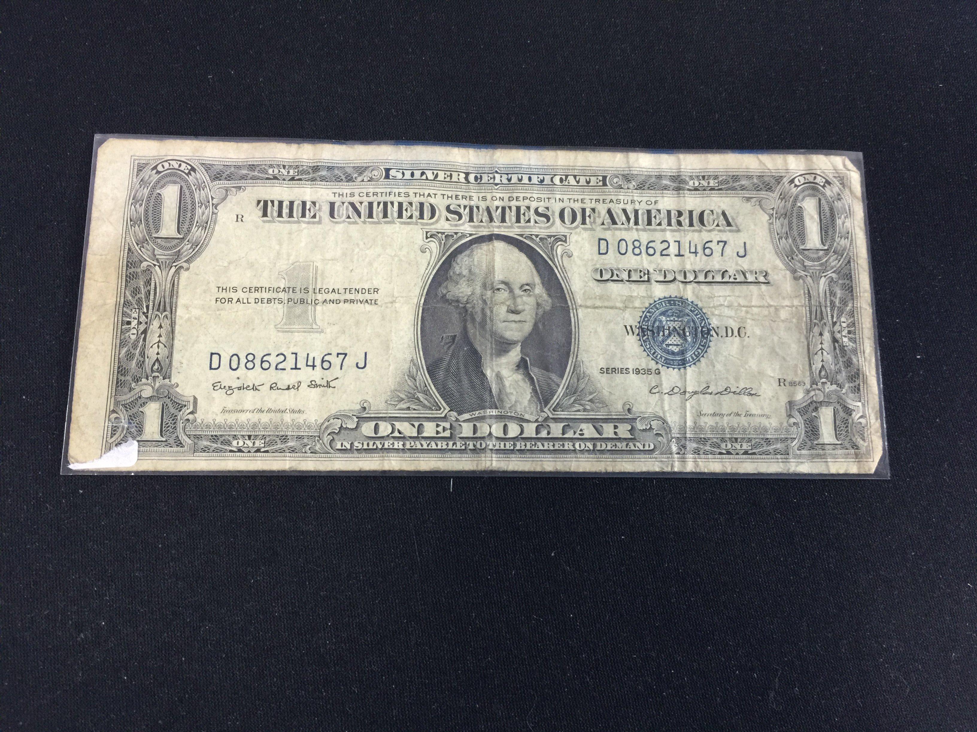 1935-G United States $1 Silver Certificate Currency Bill Note