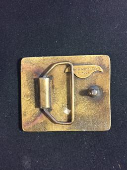 Vintage 1976 Indiana Metal Craft Brass Moose Belt Buckle