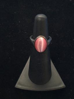 Pink Cat's Eye Sterling Silver Ring - Size 4.75