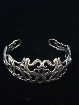 Carolyn Pollack Relios Sterling Silver Filigree Scroll Cuff Bracelet - VERY NICE