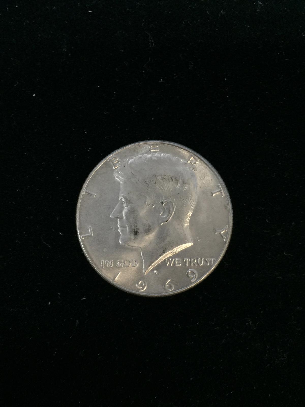 1969 United States Kennedy Silver Half Dollar - 40% Silver Coin - Uncirculated Condition