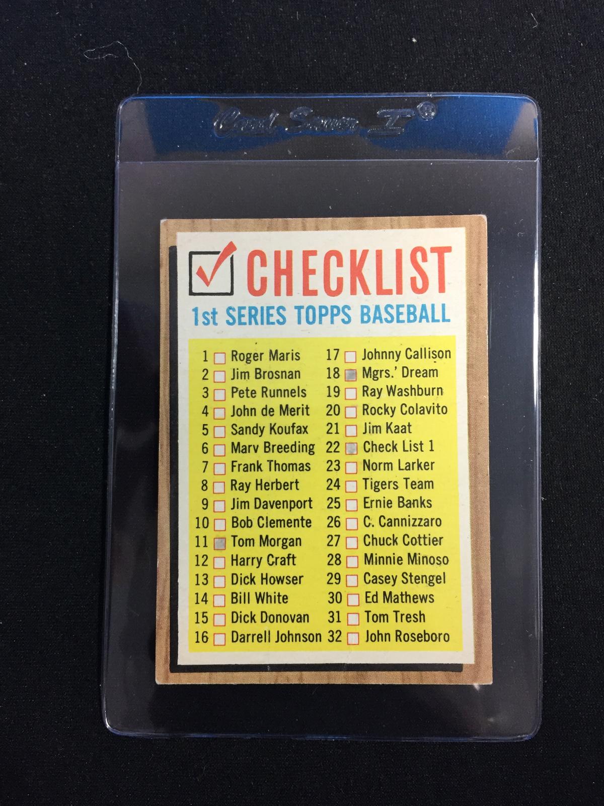 1962 Topps #22 1st Series Checklist Baseball Card