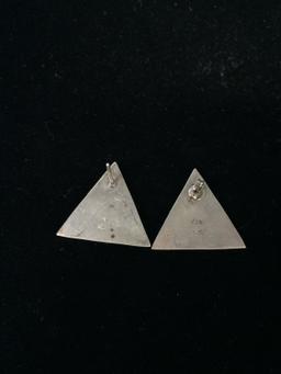 Triangle Sterling Silver Earrings W/ MOP & Onyx