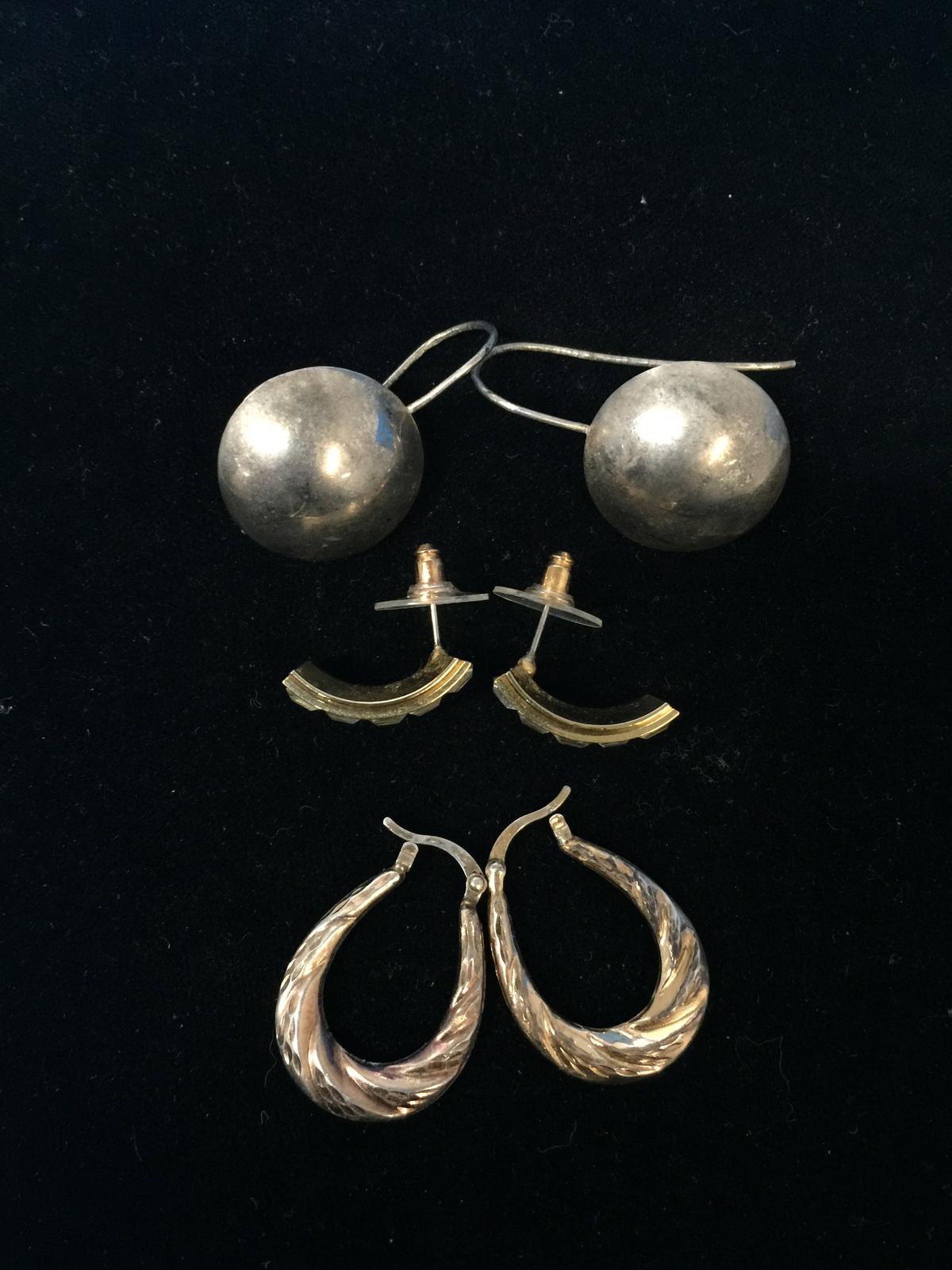 3 Pairs of Sterling Silver Earrings