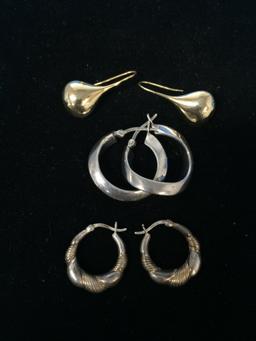 3 Pairs of Sterling Silver Earrings