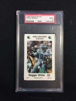 PSA Graded 1988 Eagles Police Reggie White PSA Label Error Reggie Brown Football Card -RARE