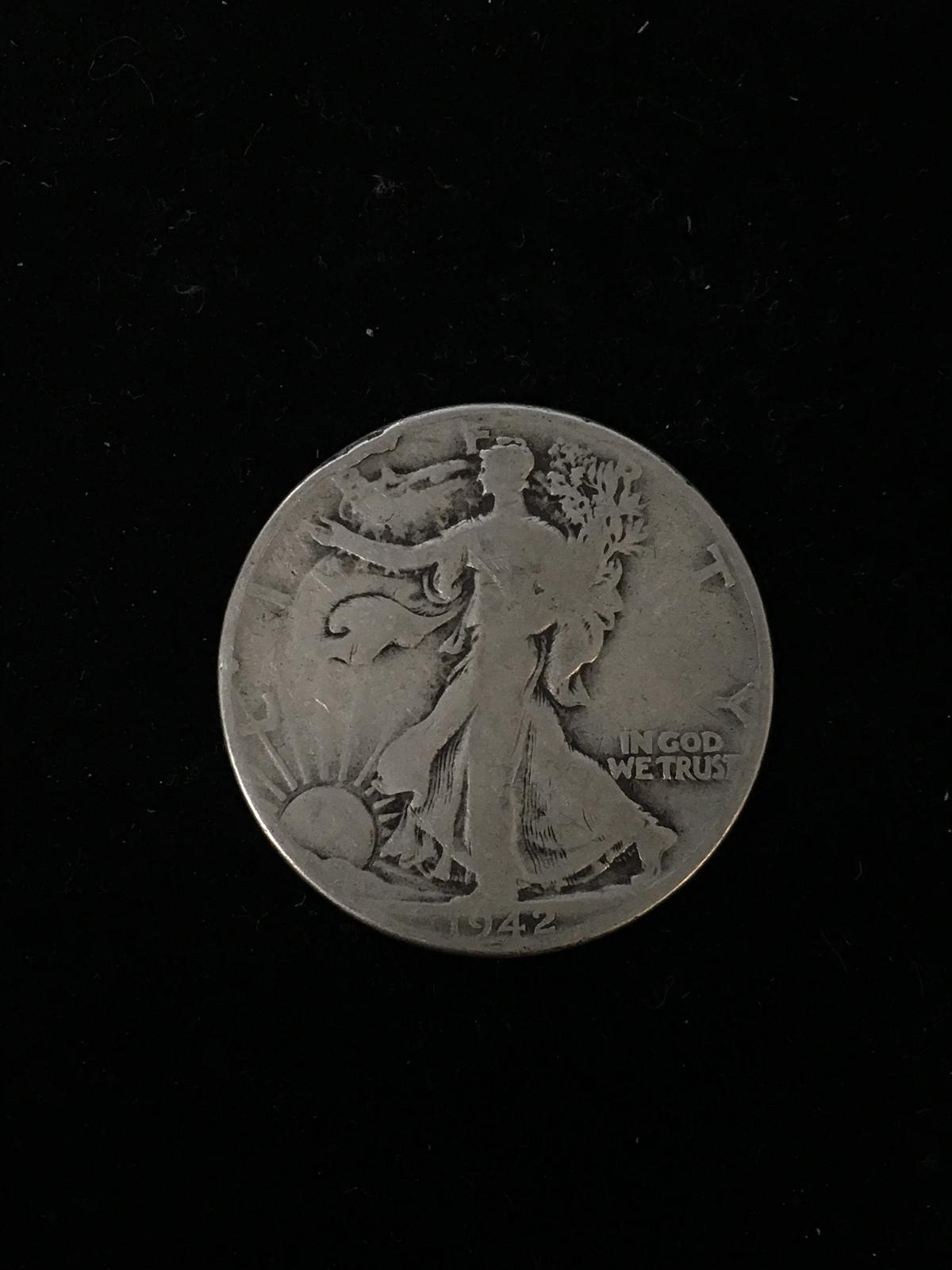 1942 United States Walking Liberty Half Dollar - 90% Silver Coin