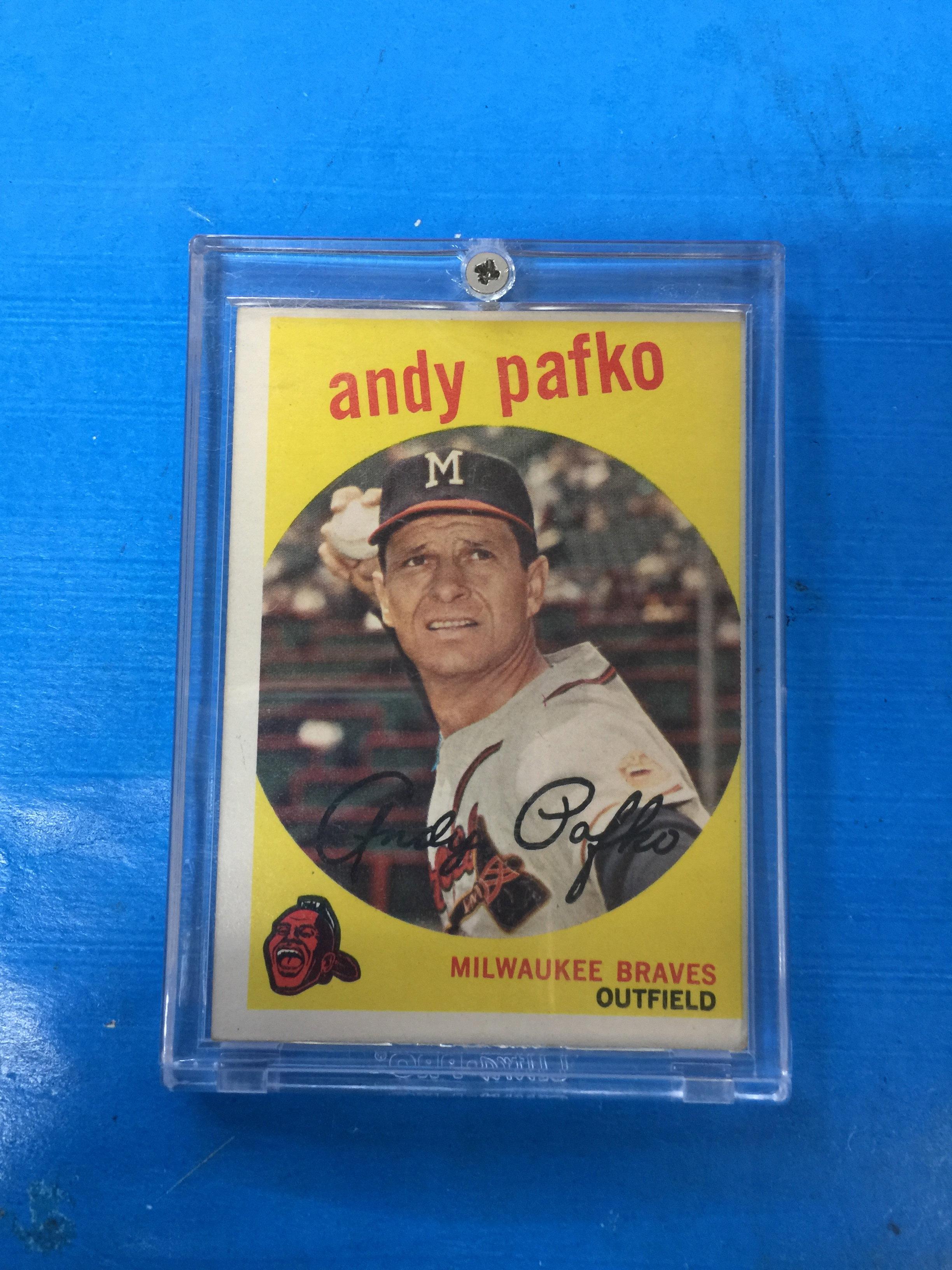 1959 Topps #27 Andy Pafko Braves Baseball Card in Screwdown Holder