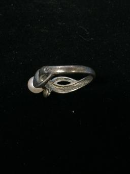 Vintage Sterling Silver & Pearl Ring - Size 8