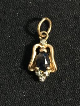 Sapphire & Diamond Sterling Silver Pendant