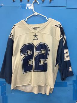 Vintage Starter Brand Dallas Cowboys Emmitt Smith White & Blue Football Jersey - Size XL