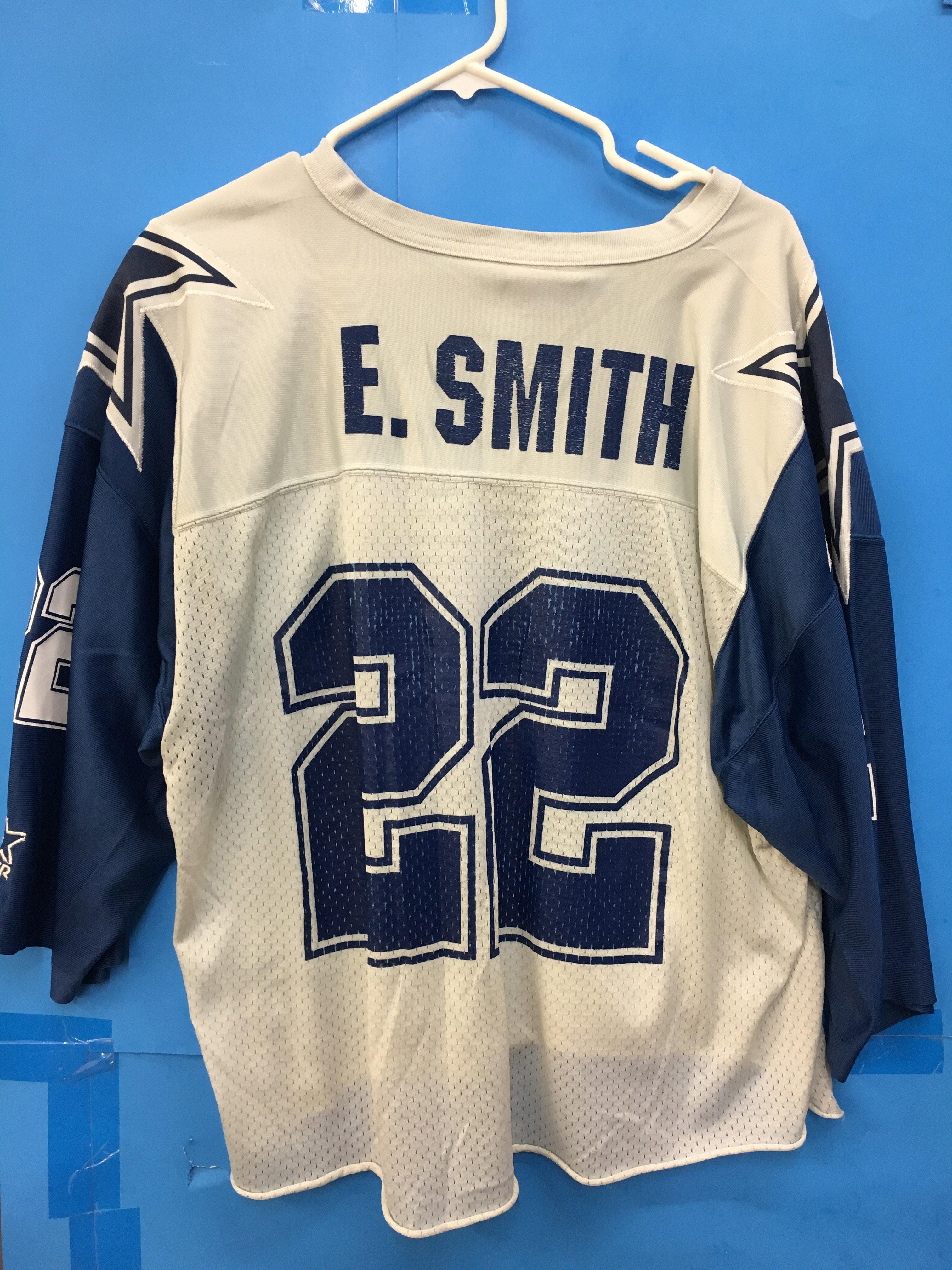 Vintage Starter Brand Dallas Cowboys Emmitt Smith White & Blue Football Jersey - Size XL