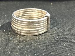 7 Band Sterling Silver Ring - Size 9.5